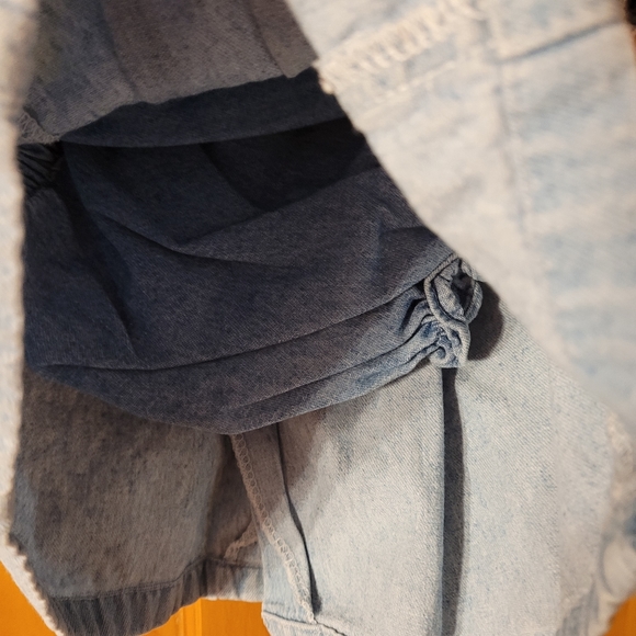 Peaches 'n Cream 0-3 M Jean Dress with Panties Blue Short Sleeve Flowers Bows - Picture 3 of 6